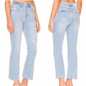 Pistola Lennon High Rise Crop Straight Leg Distressed Jeans Light Wash Size 30
